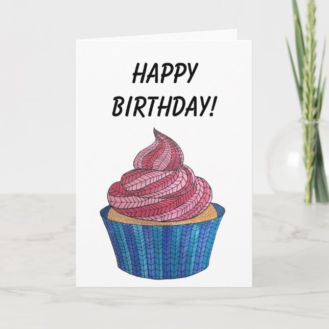 Tangled Cupcake Birthday Card Blank (Front)