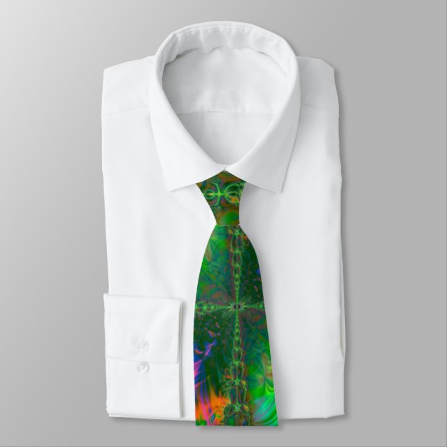 Tangled Destiny Psychedelic Fractal Neck Tie (Tied)