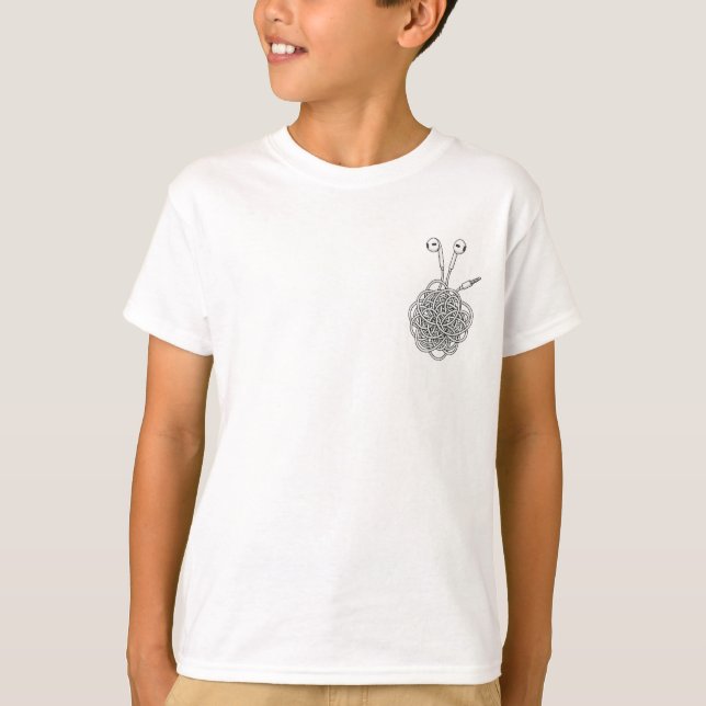 Tangled Earbuds Spaghetti Mess Kids T-Shirt (Front)