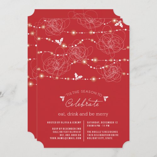 Tangled Fairy Lights Sparkles Holiday Party Invite