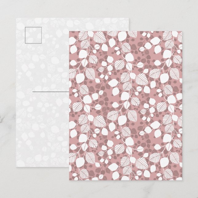 Tangled Foliage Canopy Botanicals Blush Pink Art Postcard (Front/Back)