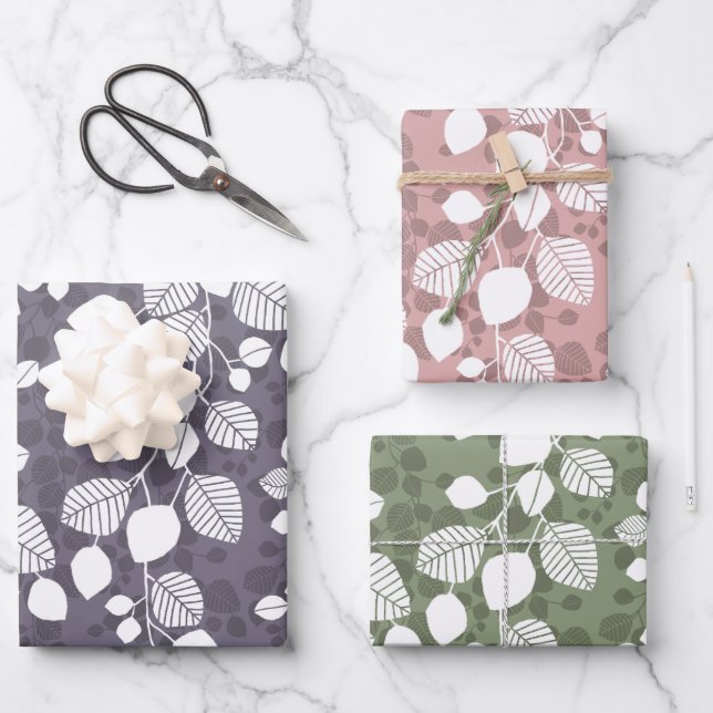 Tangled Foliage Canopy Modern Botanical Silhouette Wrapping Paper Sheets (Front)