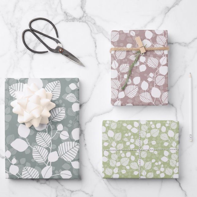 Tangled Foliage Canopy Pastel Botanical Wrapping Paper Sheets (Front)
