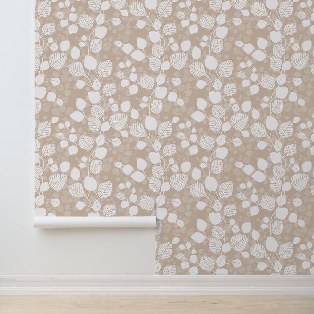 Tangled Foliage Canopy XL white leaves beige Wallpaper (Application)