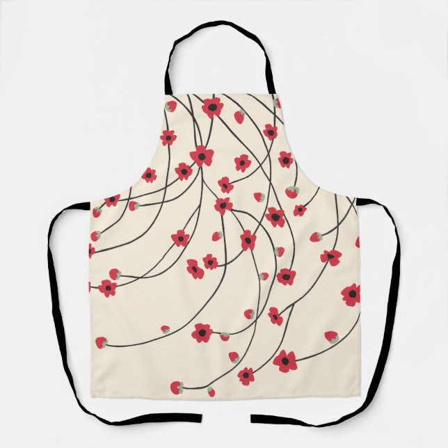 Tangled in Bloom Crimson Red Warm Vanilla  Apron (Front)