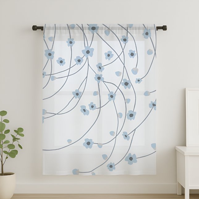 Tangled in Bloom Soft Winter Garden  Sheer Curtains (Creator Uploaded)