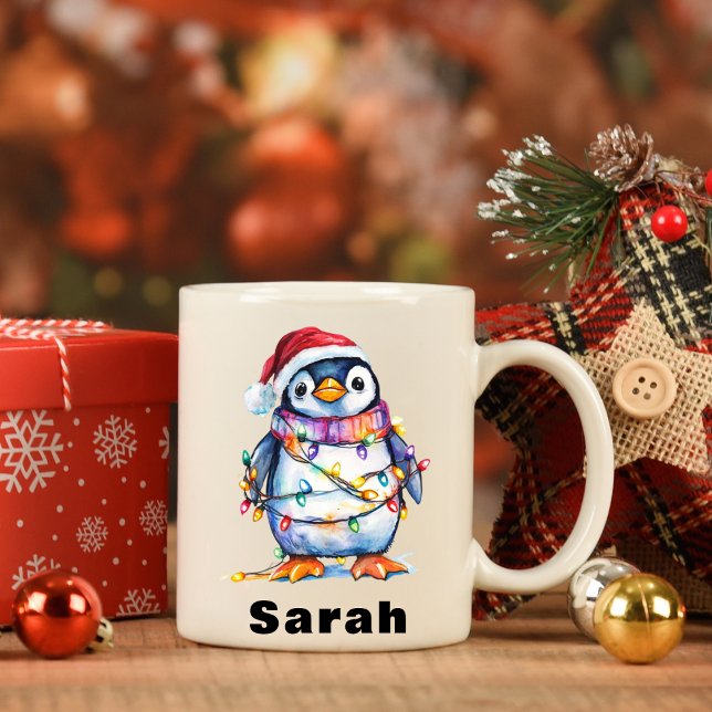 Tangled in Lights Penguin Christmas Coffee Mug (Tangled in Lights Penguin Christmas Coffee Mug)