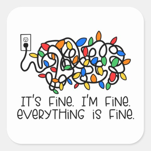 Tangled Light Bulbs Everything is Fine Square Sticker