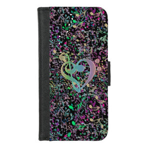 Tangled Music Notes Rainbow Clef Heart Wallet Case