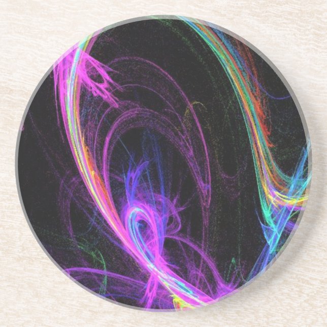 Tangled Neon Rainbow Drink Coaster (Front)