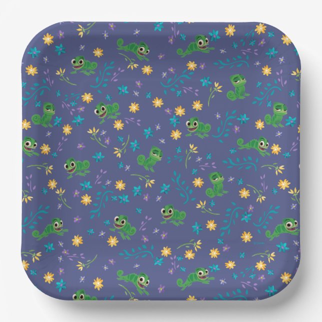 Tangled | Pascal - Purple Pattern Paper Plates (Front)