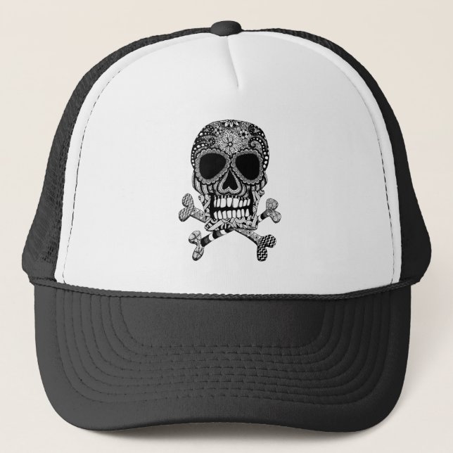 Tangled Skull and Crossbones Trucker Hat (Front)