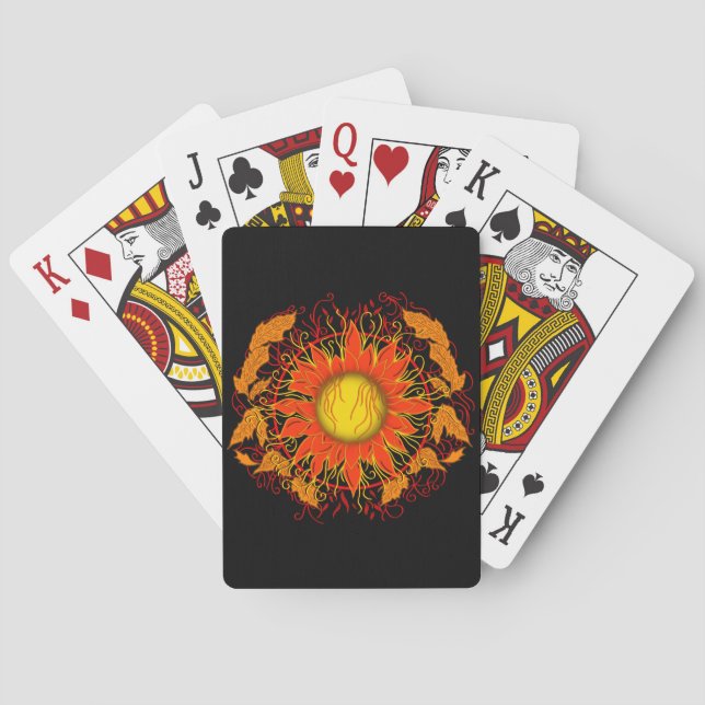 Tangled Sun, Colorful Abstract Art Poker Cards (Back)