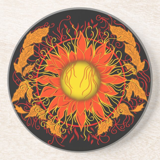 Tangled Sun, Sunshine Abstract Art Coaster (Front)
