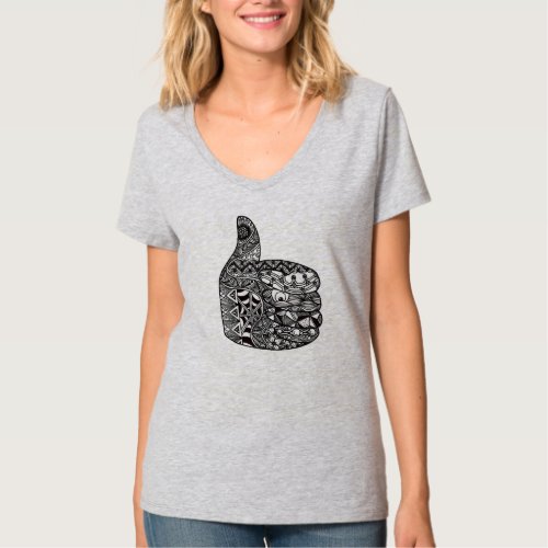 Tangled Sun T_Shirt _ gray v_neck