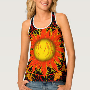 Tangled Sun, Vibrant Colors Orange Abstract Tank Top