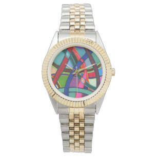 Tangled yarn stripes in multiple colors watch