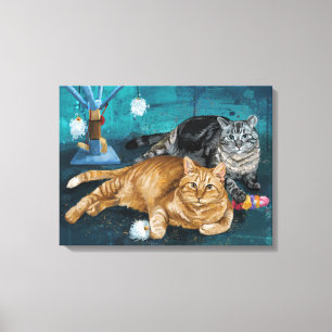 Tango and Vangogh Cats Portrait Canvas Print