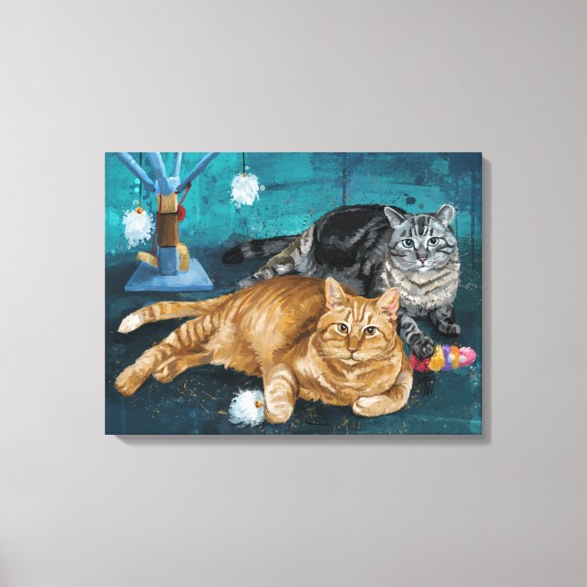 Tango and Vangogh Cats Portrait Canvas Print (Front)