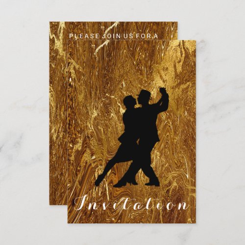 Tango Ball Carnival Dance Party Molten Gold Glam Invitation