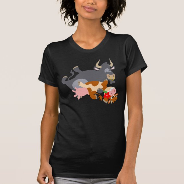 Tango!! (cartoon bull and cow) women T-shirt (Front)