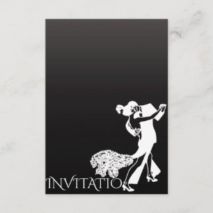 Tango Classic Dance Black Gray Ombre Invitation