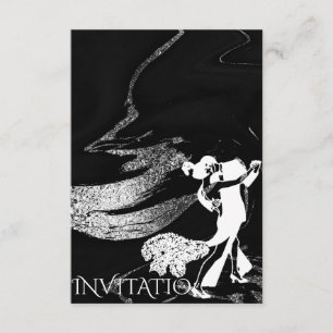 Tango Dance Art Nouveau Black Marble Invitation