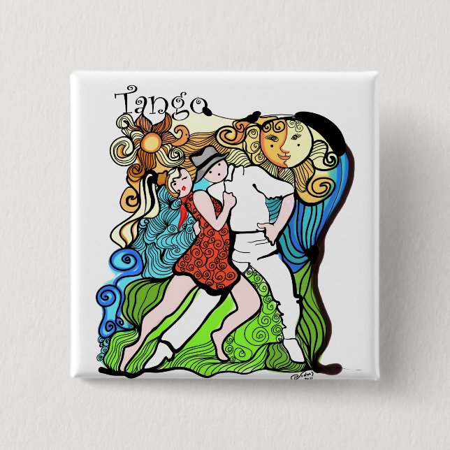 Tango Dance - Two Little Tangueros Button (Front)