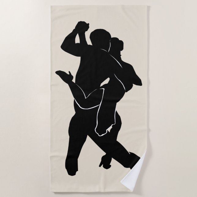 Tango Dancer Couple Beach Towel Custom Colors (Front)