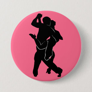Tango Dancer Couple Pink Button - Your Color