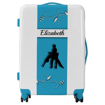 Tango Dancers Blue Personalized Luggage by LwoodMusic at Zazzle