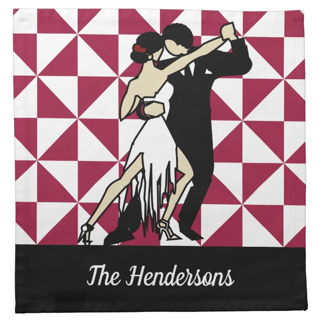 Tango Dancers Cloth Napkin (Front)