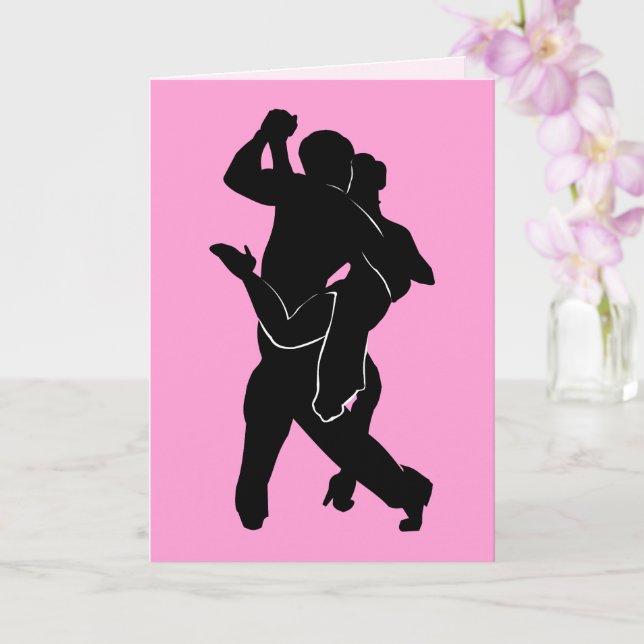 Tango Dancers Greeting Card Personalized Your Text (Orchid)