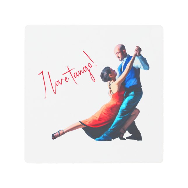 Tango dancers - hand painting  metal print (Front)