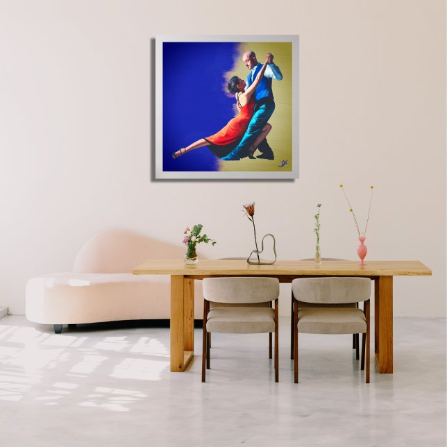 Tango dancers - hand painting  poster (With an additional frame)