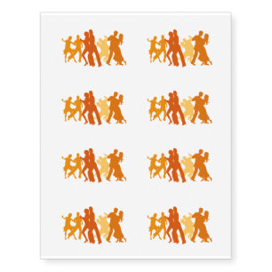 Tango Dancers Illustration Temporary Tattoos
