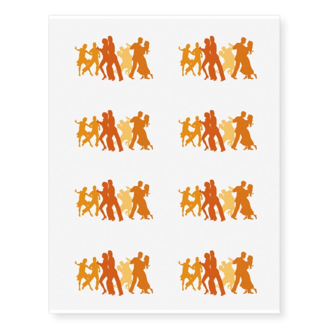 Tango Dancers Illustration Temporary Tattoos (Front)