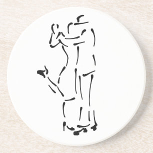 Tango Dancers Ink Brush design Sandstone Coaster