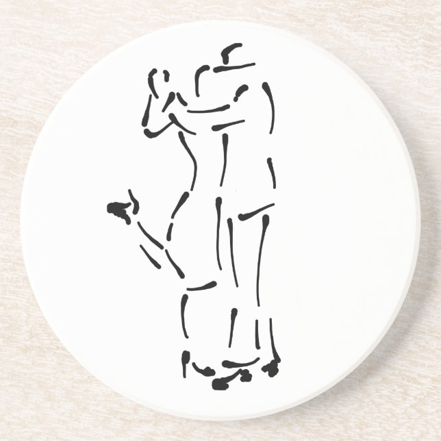 Tango Dancers Ink Brush design Sandstone Coaster (Front)