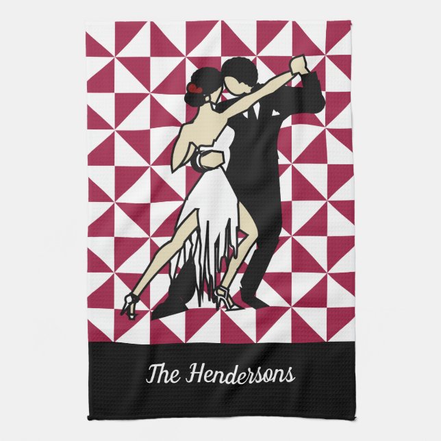 Tango Dancers Kitchen Towel (Vertical)