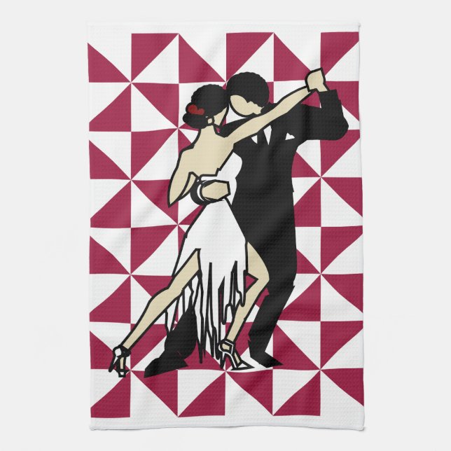 Tango Dancers Kitchen Towel (Vertical)