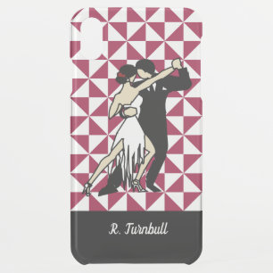 Tango Dancers on Burgundy Geometric Background iPhone XS Max Case