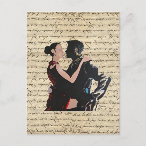 Tango dancers postcard