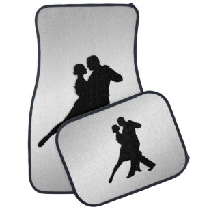 Tango Dancers Silhouette 2 Silver Car Floor Mat