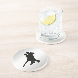 Tango Dancers Silhouette 2 Silver Coaster
