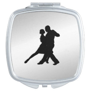 Tango Dancers Silhouette 2 Silver Compact Mirror