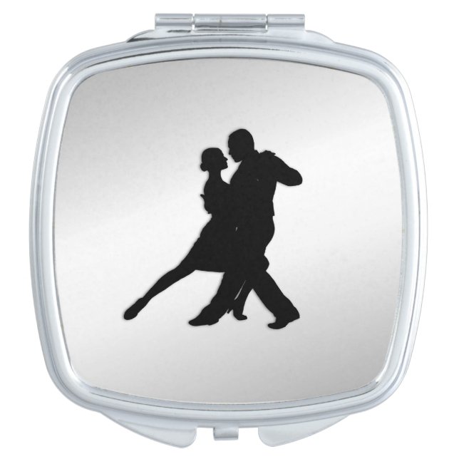 Tango Dancers Silhouette 2 Silver Compact Mirror (Front)