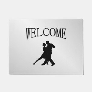 Tango Dancers Silhouette 2 Silver Doormat