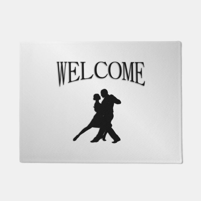 Tango Dancers Silhouette 2 Silver Doormat (Front)