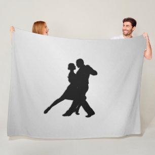 Tango Dancers Silhouette 2 Silver Fleece Blanket